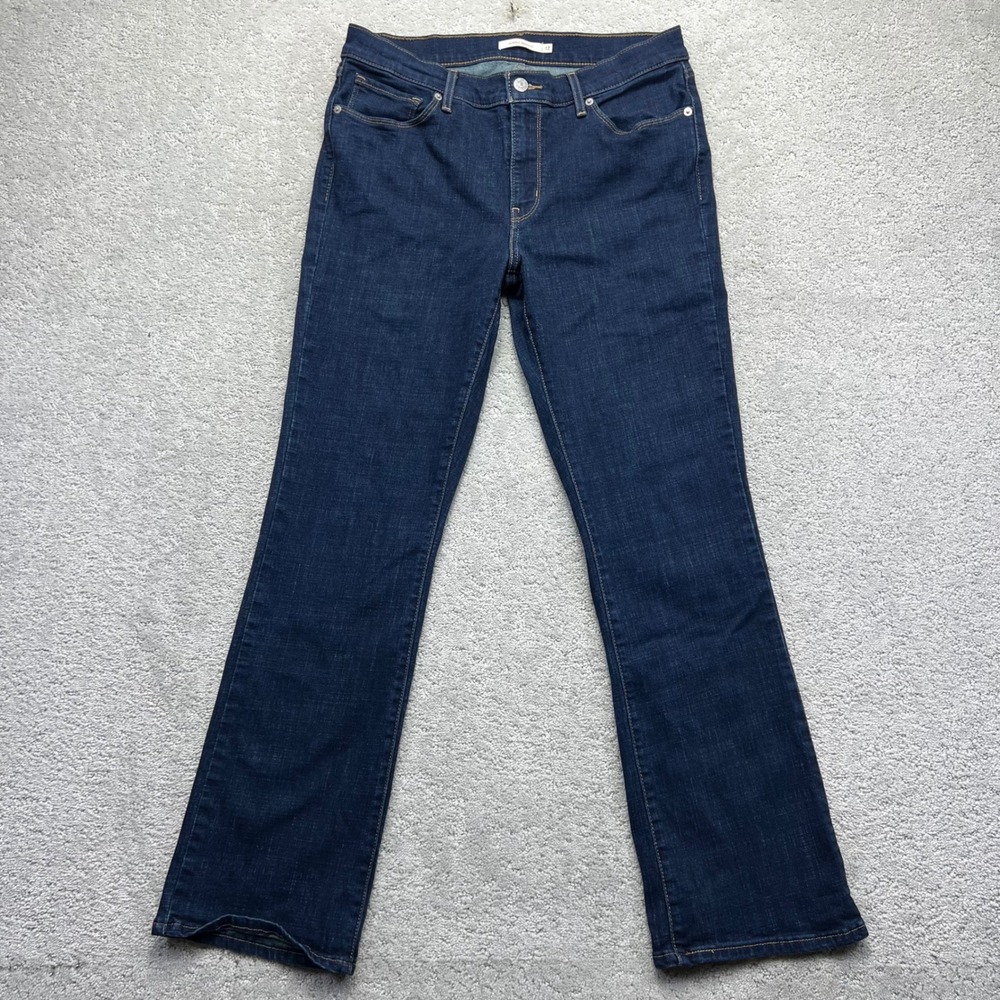 Levis Classic Bootcut Jeans Womens 12M Blue Dark Wash Denim Stretch Casual